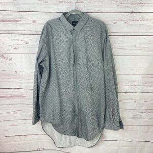 ASOS Men's Black White Basket Weave Long Sleeve Button Down Dress Shirt Size XXL